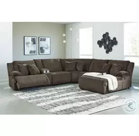 Top Tier Chocolate 6 Piece Reclining Sectional with RAF Chaise