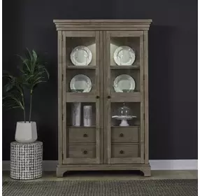 Haven Hills Camel Beige 2 Glass Door Display Cabinet with LED