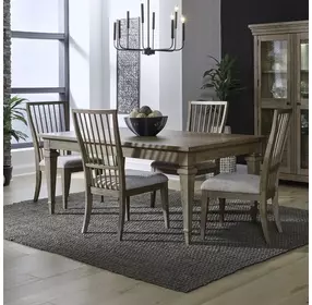 Haven Hills Camel Beige and Sand Upholstered 5 Piece Extendable Rectangular Dining Set
