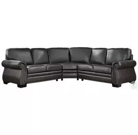 Wareham Dark Brown Leather 3 Piece Sectional