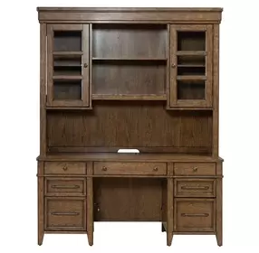 Carolina Park Amber Brown 66" Credenza with Hutch and LED
