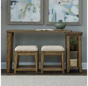 Carolina Park Textured Cream Upholstered Console Stool