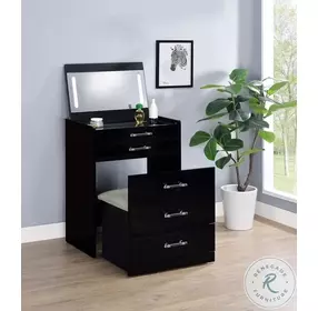 Danbury Black High Gloss 3 Drawer Vanity Table