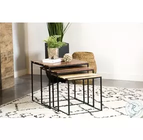 Belcourt Natural And Black 3 Piece Nesting Tables