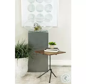 Heitor Dark Brown And Gunmetal Accent Table