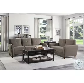 Dunleith Brown Velvet Loveseat