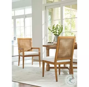 Laguna Linen White And Light Nutmeg Smithcliff Woven Performance Fabric Arm Chair by Barclay Butera