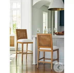 Laguna Linen White And Light Nutmeg Cleo Performance Fabric Counter Height Stool by Barclay Butera