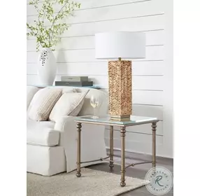 Laguna Textured Brass Bluff Metal And Glass End Table by Barclay Butera