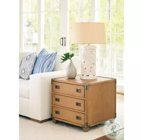 Laguna Light Nutmeg Sapphire Woven Trunk End Table by Barclay Butera
