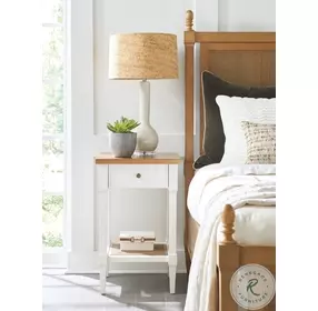 Laguna Linen White And Light Nutmeg Bay Night Table by Barclay Butera