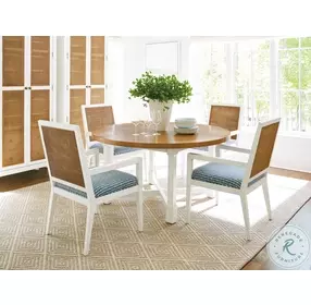Laguna Linen White And Light Nutmeg Capistrano Extendable Dining Table by Barclay Butera