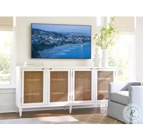 Laguna Linen White And Light Nutmeg Bluebird Media Console by Barclay Butera