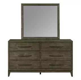 Lake House Harvest Brown 6 Drawer Dresser and Rectangular Mirror