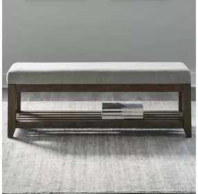 Lake House Taupe Upholstered Storage Bed Bench