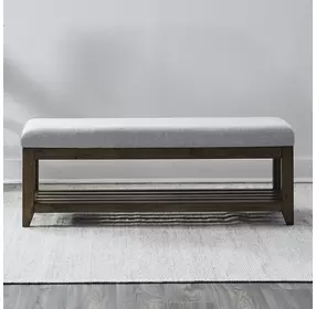 Shaker Lakes Taupe Upholstered Storage Dining Bench