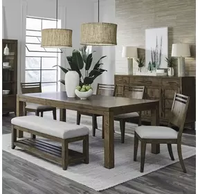 Lake House Harvest Brown and Textured Taupe 6 Piece Extendable Rectangular Dining Set