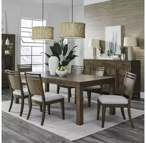 Lake House Harvest Brown and Textured Taupe 7 Piece Extendable Rectangular Dining Set