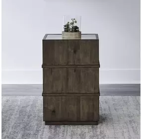Lake House Harvest Brown and Beige Square Granite Top Chairside Table