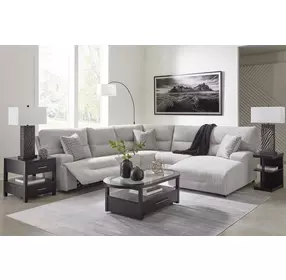 Acklen Place Pewter Performance Fabric Zero Gravity Power Reclining RAF Sectional with USB Charging