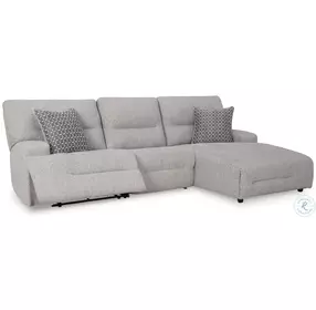 Acklen Place Pewter 3 Piece Performance Fabric Power Reclining Sectional with RAF Chaise