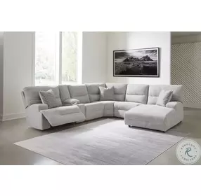 Acklen Place Pewter 6 Piece Performance Fabric Power Reclining Sectional with RAF Chaise