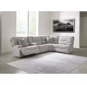 Acklen Place Pewter Performance Fabric 5 Piece Modular Power Reclining Sectional with Pillows and USB Charging
