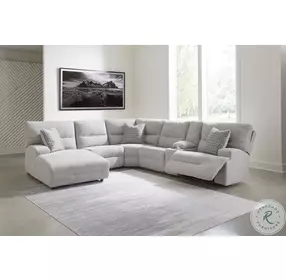 Acklen Place Pewter 6 Piece Performance Fabric Power Reclining Sectional with LAF Chaise