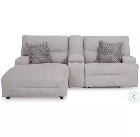 Acklen Place Pewter 3 Piece Performance Fabric Power Reclining Sectional Sofa with LAF Chaise