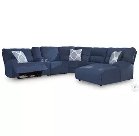 Acklen Place Navy 6 Piece Performance Fabric Power Reclining Sectional with RAF Chaise