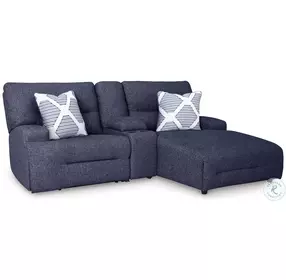 Acklen Place Navy 3 Piece Performance Fabric Power Reclining Sectional Sofa with RAF Chaise