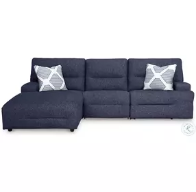 Acklen Place Navy 3 Piece Performance Fabric Power Reclining Sectional with LAF Chaise