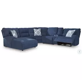 Acklen Place Navy 6 Piece Performance Fabric Power Reclining Sectional with LAF Chaise