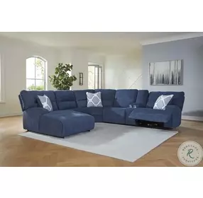 Acklen Place Navy 6 Piece Performance Fabric Power Reclining Sectional with LAF Chaise