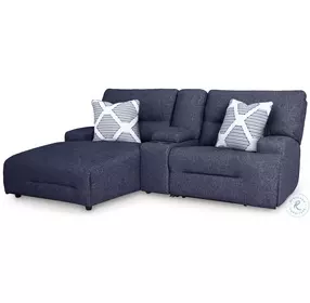 Acklen Place Navy 3 Piece Performance Fabric Power Reclining Sectional Sofa with LAF Chaise