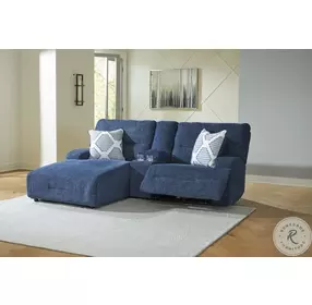 Acklen Place Navy 3 Piece Performance Fabric Power Reclining Sectional Sofa with LAF Chaise