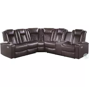 Caelan Dark Brown Power Reclining RAF Sectional with Power Headrest