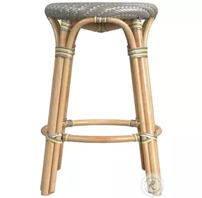 Tobias Gray And Yellow Rattan Counter Height Stool