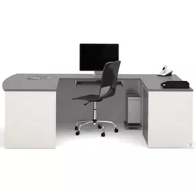 Connexion Slate & Sandstone U-Shaped Workstation with Oversized Small Pedestal