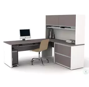 Connexion Slate/Sandstone L-Shaped Two File Drawer Workstation Kit