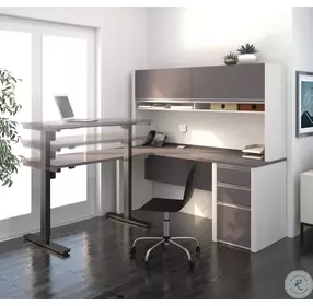 Connexion Slate & Sandstone L-Desk With Hutch