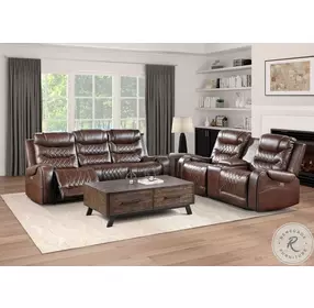 Putnam Brown Power Double Reclining Living Room Set