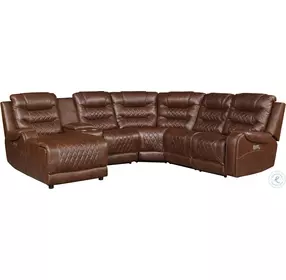 Putnam Brown 6 Piece Modular Power Reclining Sectional With LAF Chaise