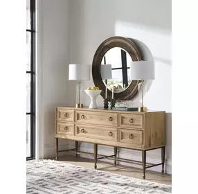 Elana Brown Round Wall Mirror