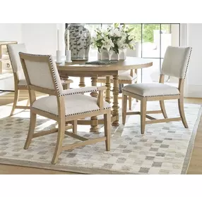 Colburn Beige Performance Fabric Upholstered Side Chair with Nailhead Trim