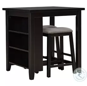 Clearwater Creek Black 3 Piece Storage Counter Height Dining Set