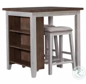 Brook Creek White And Wood 3 Piece Counter Height Dining Table Set