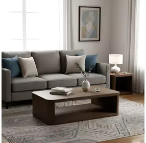 Lozano Warm Walnut Brown Rectangular Coffee Table
