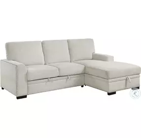 Morelia Beige 2 Piece RAF Sectional with Pull out Bed and Hidden Storage