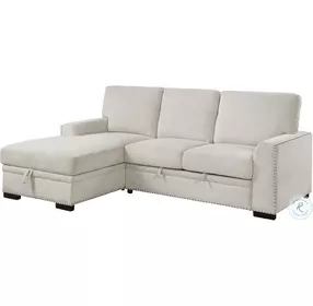 Morelia Beige 2 Piece LAF Sectional with Pull out Bed and Hidden Storage